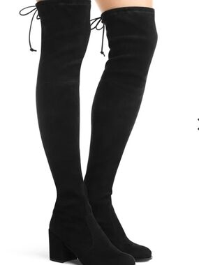 Stuart Weitzman Daphne Black Over-the-Knee/ Thigh-high Block Heel Boots Size 6.5